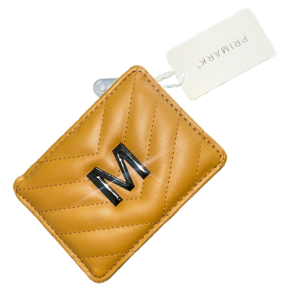 NWT Primark mustard Quilted Key & Card Holder letter M